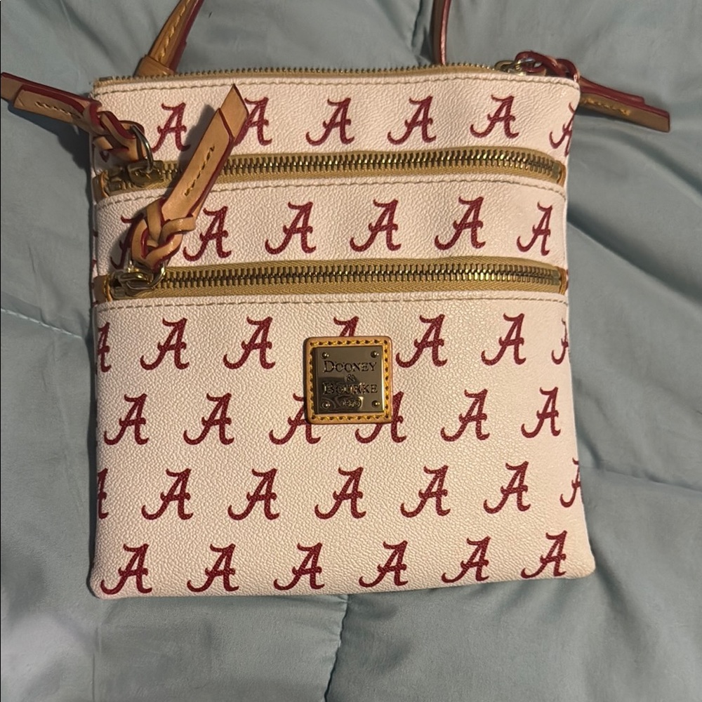Dooney & Bourke Cream and Red Crossbody Bag with Collegiate Flair